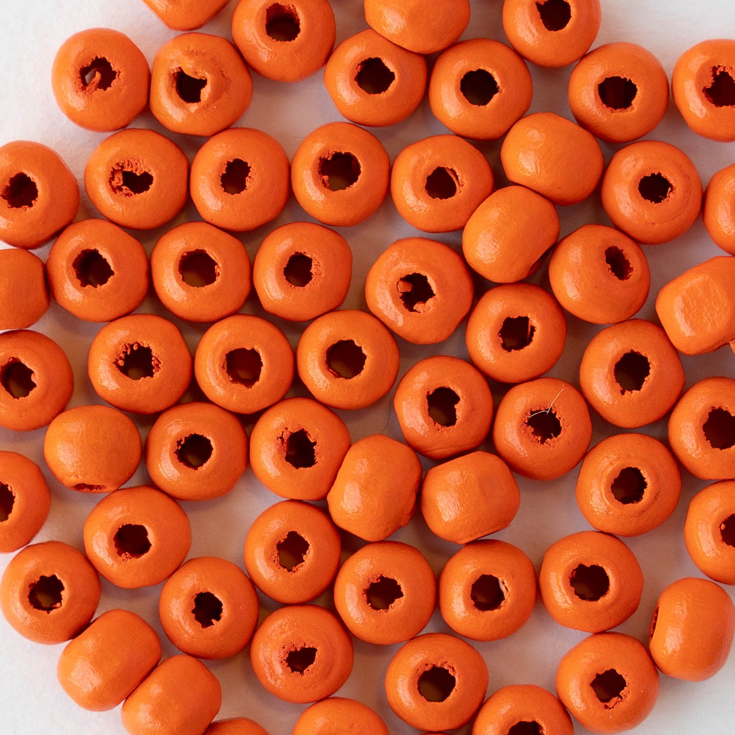6mm Round Wood Beads - Orange - 15 inch strand ~85 beads