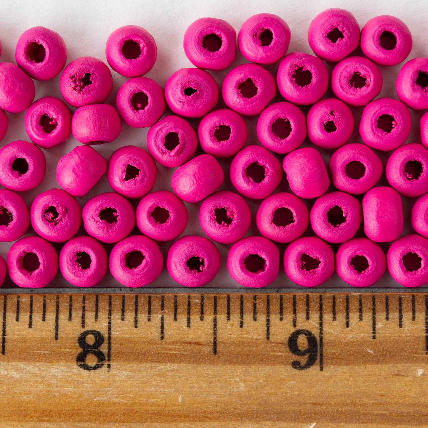 6mm Round Wood Beads - Pink - 15 inch strand ~85 beads