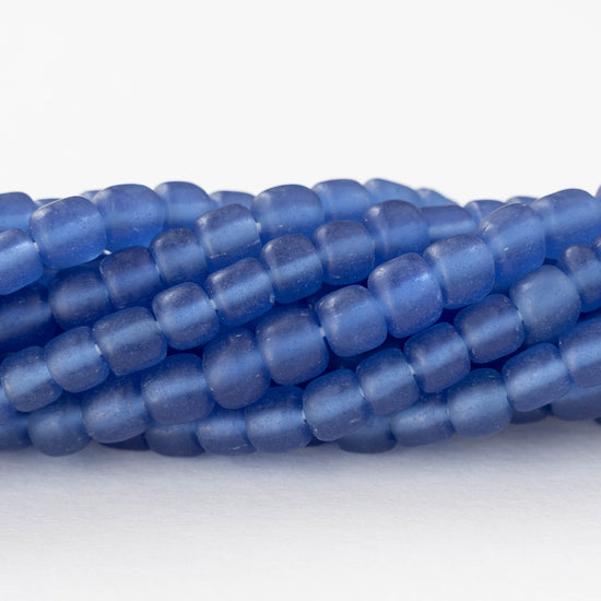 Glass Java Beads - Transparent Sapphire - Whole or Half Strand