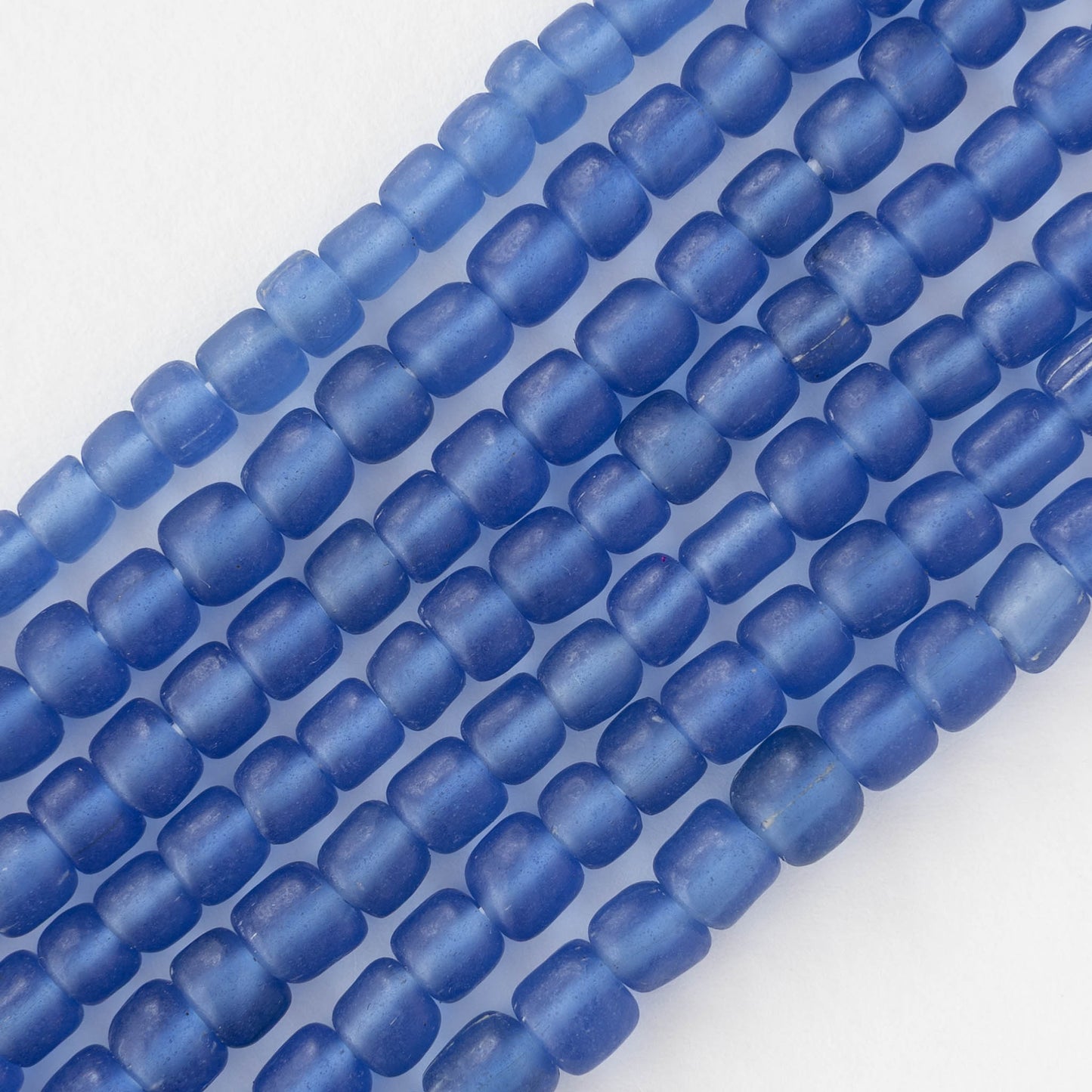 Glass Java Beads - Transparent Sapphire - Whole or Half Strand