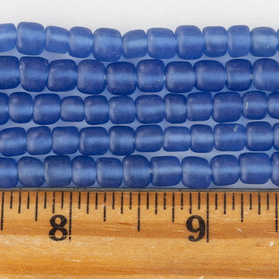 Glass Java Beads - Transparent Sapphire - Whole or Half Strand