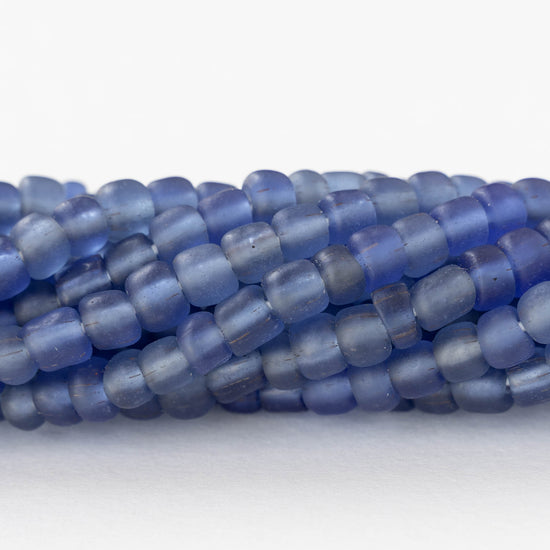 Glass Java Beads - Transparent Slate Sapphire - Whole or Half Strand