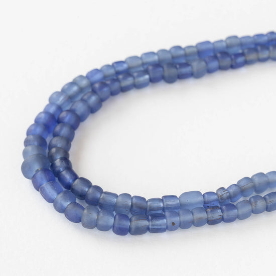 Glass Java Beads - Transparent Slate Sapphire - Whole or Half Strand