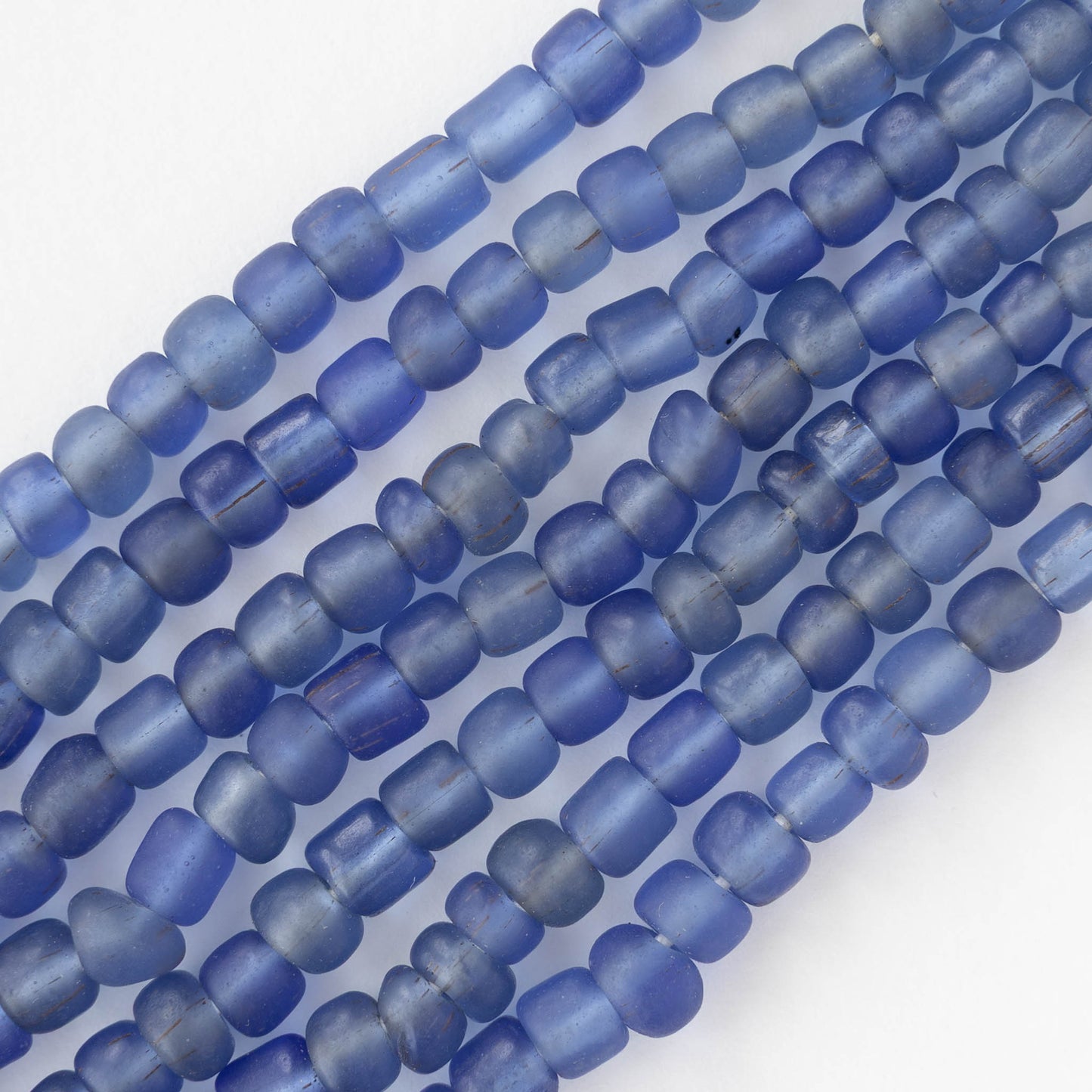 Glass Java Beads - Transparent Slate Sapphire - Whole or Half Strand