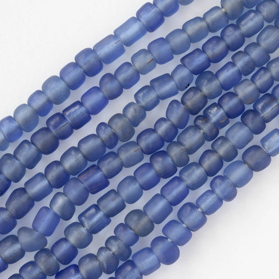 Glass Java Beads - Transparent Slate Sapphire - Whole or Half Strand