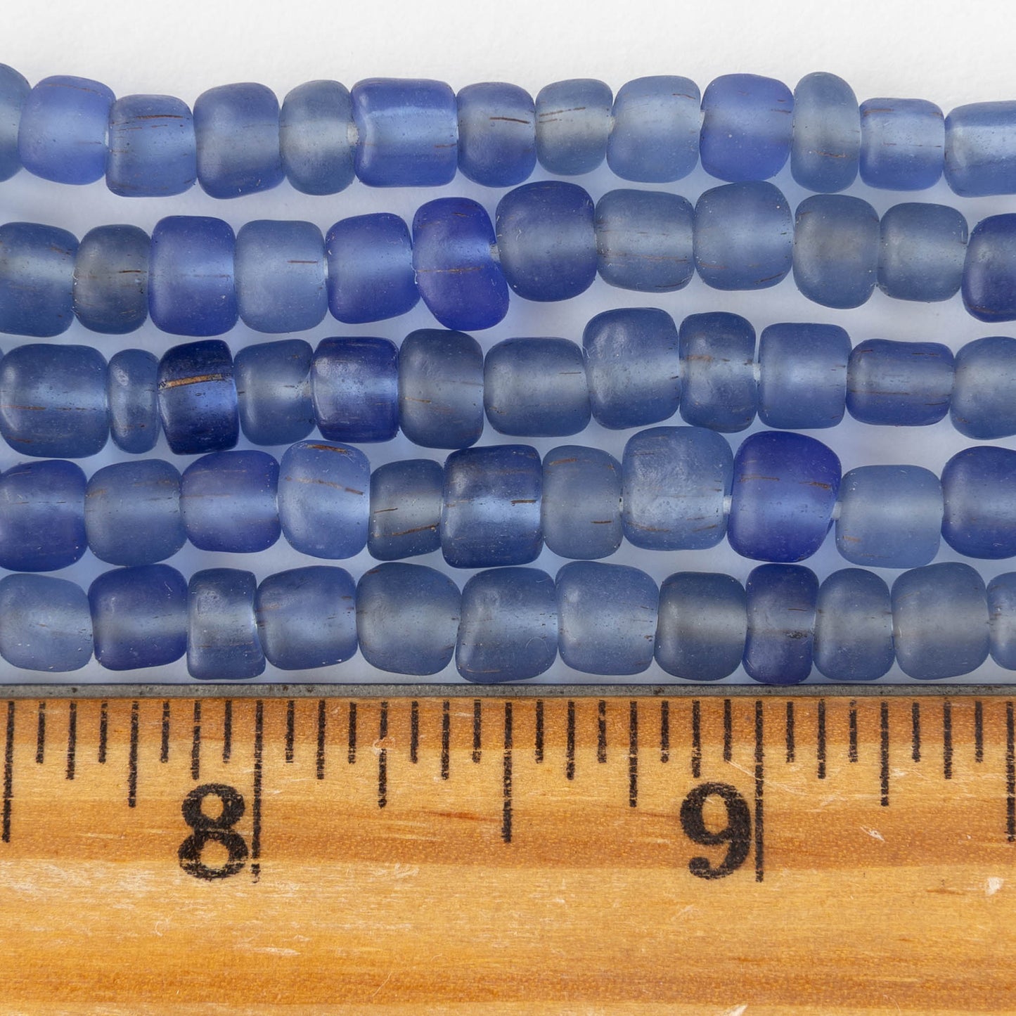 Glass Java Beads - Transparent Slate Sapphire - Whole or Half Strand