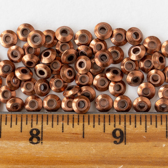 5mm Flying Saucer Disk Beads - Antique Copper - 4 inches ~50 beads