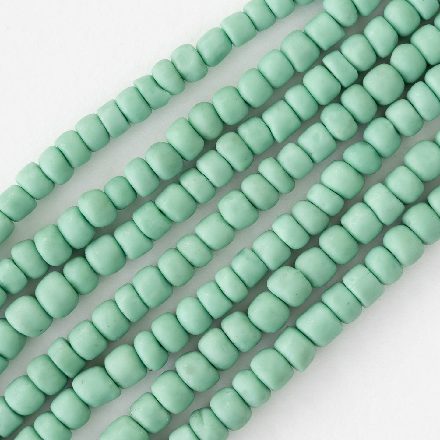 Glass Java Beads - Opaque Seafoam - Whole or Half Strand