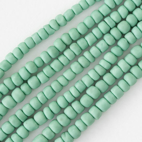 Glass Java Beads - Opaque Seafoam - Whole or Half Strand