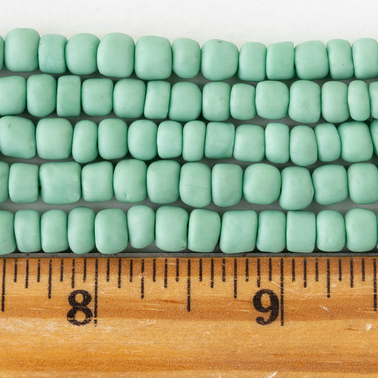 Glass Java Beads - Opaque Seafoam - Whole or Half Strand