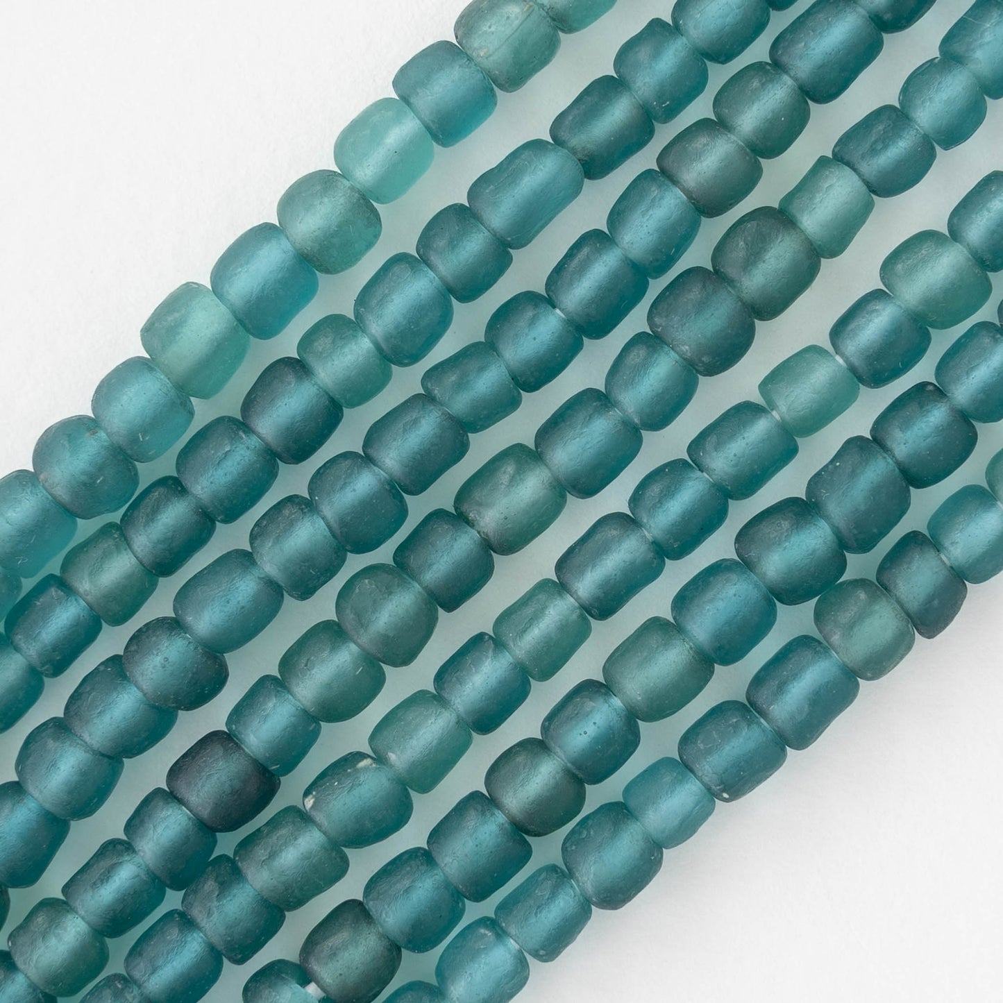 Glass Java Beads - Transparent Teal - Whole or Half Strand