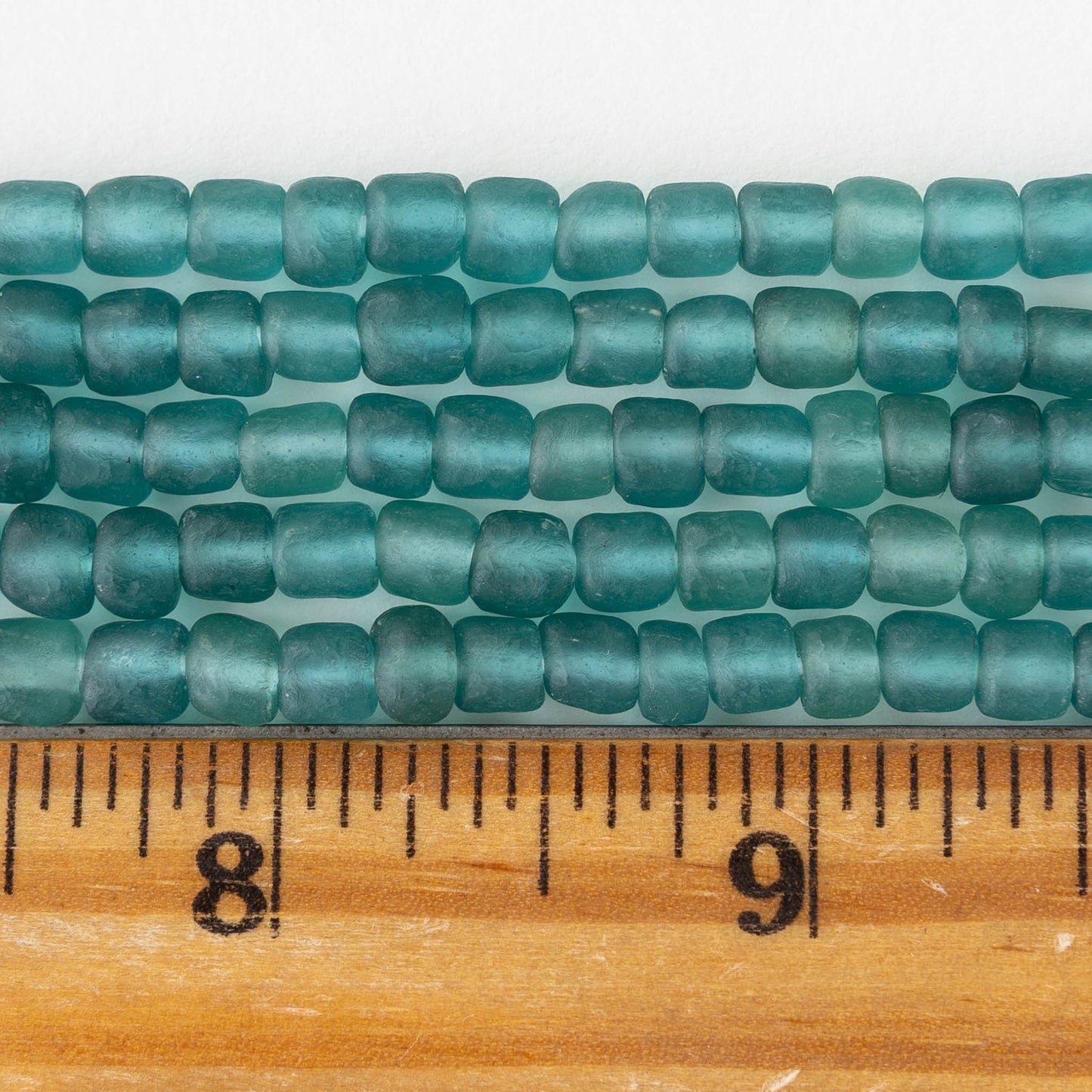 Glass Java Beads - Transparent Teal - Whole or Half Strand