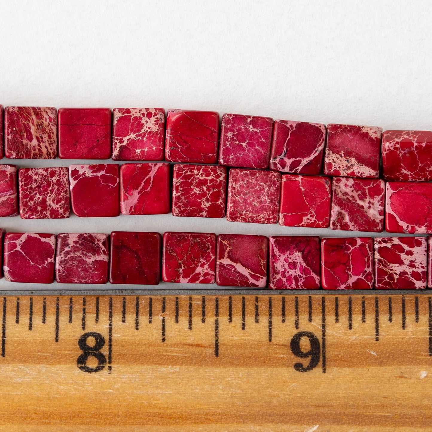 6mm Impression Jasper Square Tile Beads - Pink - 20 Beads