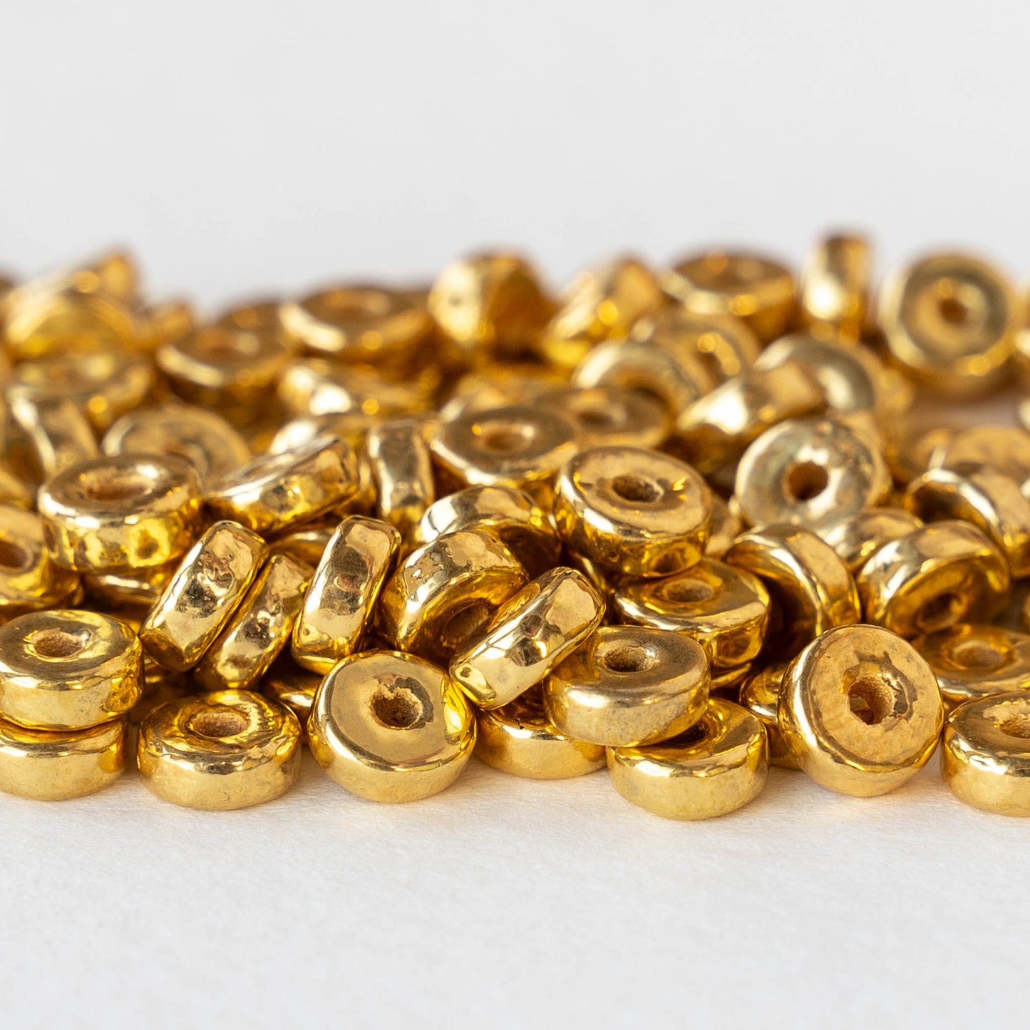 24K Gold Coated Ceramic Washer Beads - 6mm - Choose Amount