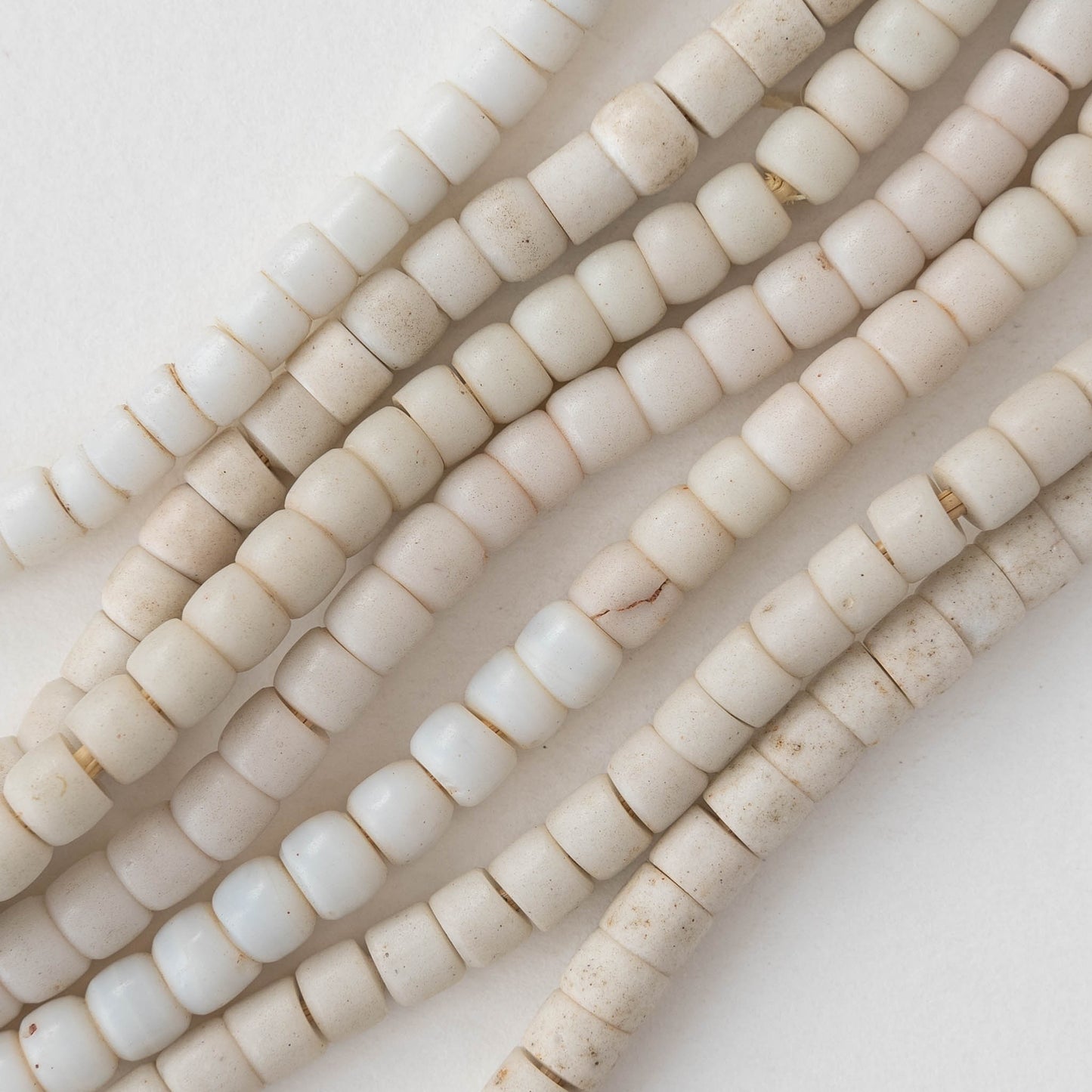 Masai Tube Beads - White - 11 Inch Strand