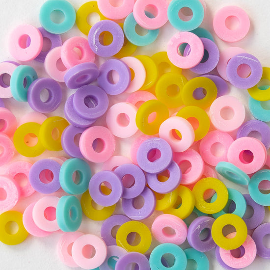 6mm Polymer Clay Wheel Beads - Pastel Pink Mix - 16 inches