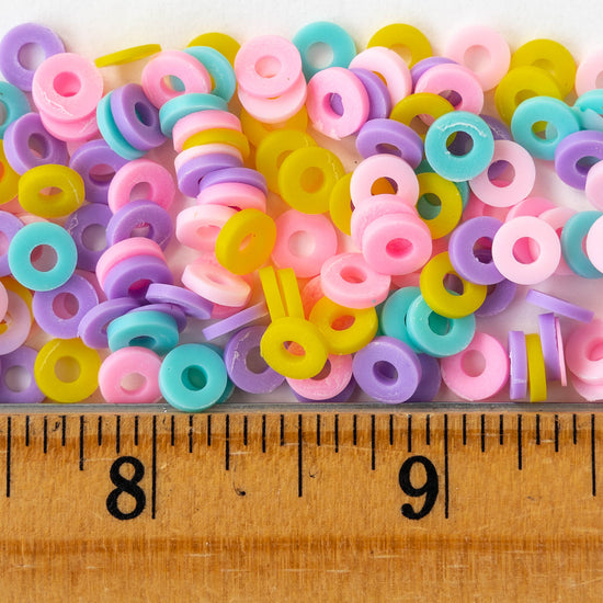 6mm Polymer Clay Wheel Beads - Pastel Pink Mix - 16 inches