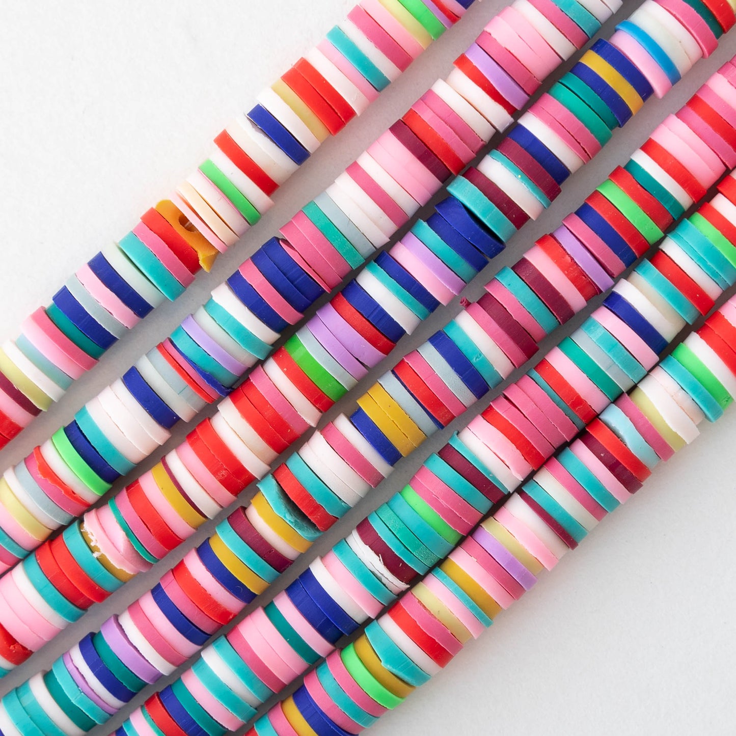 4mm, 6mm, or 8mm Polymer Clay Wheel Beads  - Rainbow Pink - 16 inches