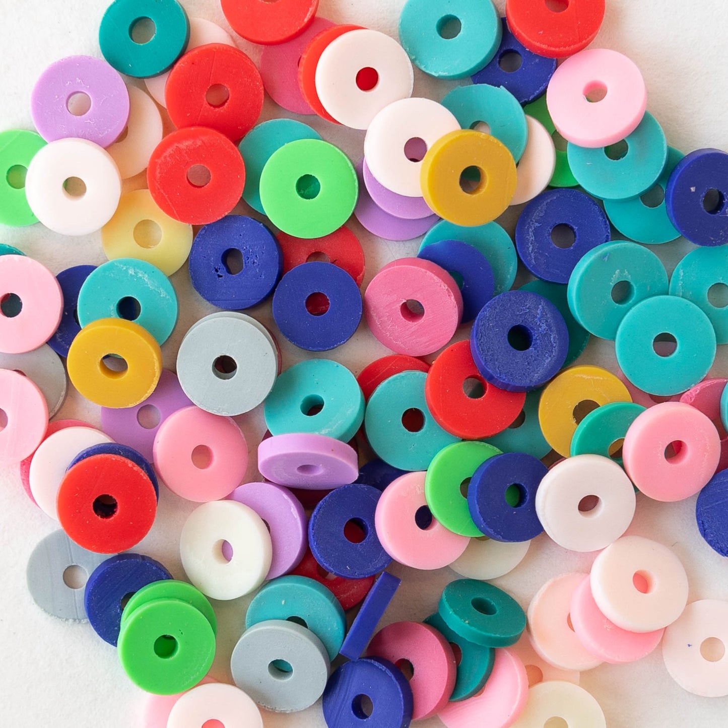 4mm, 6mm, or 8mm Polymer Clay Wheel Beads  - Rainbow Pink - 16 inches