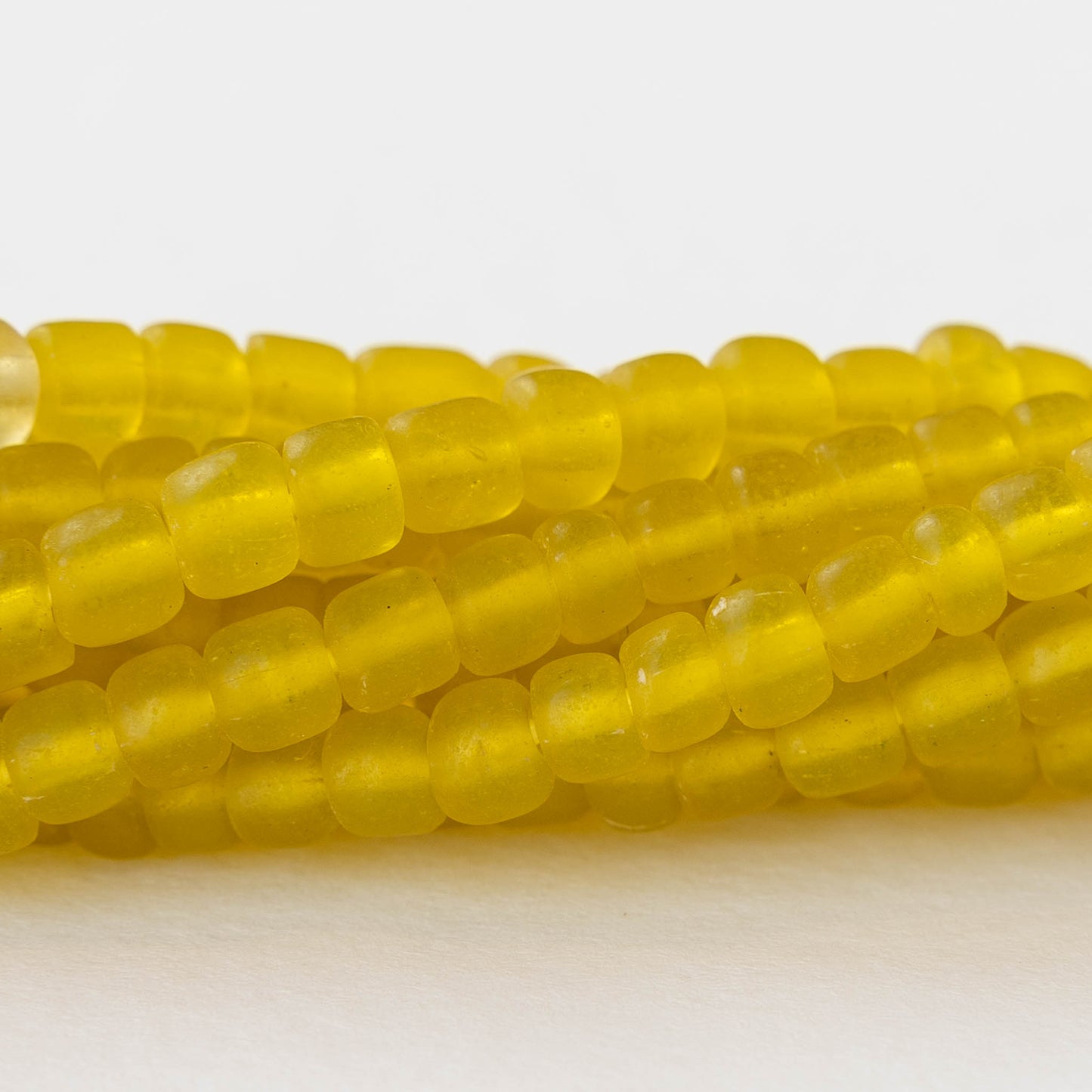 Glass Java Beads - Yellow - Whole or Half Strand
