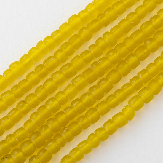 Glass Java Beads - Yellow - Whole or Half Strand