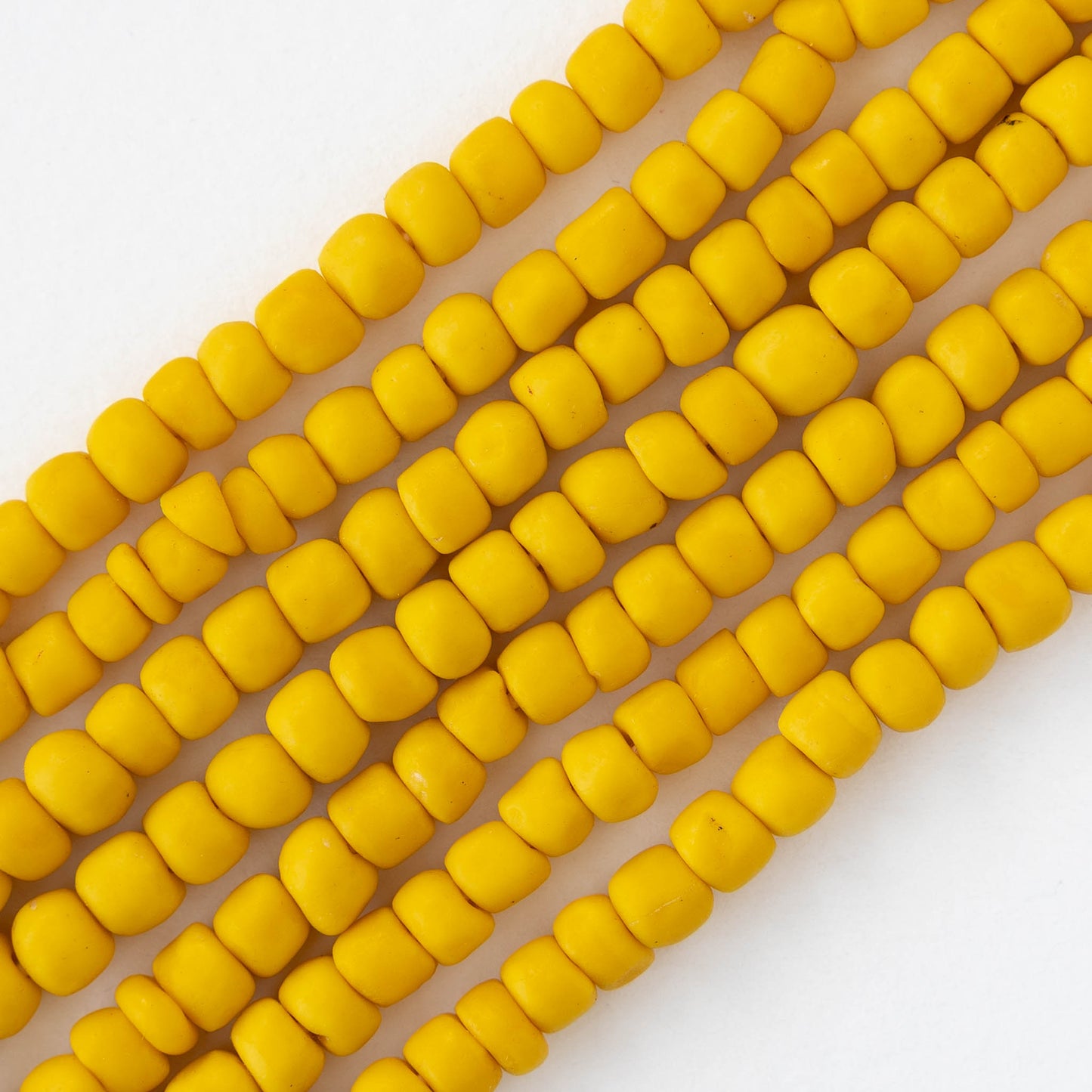 Glass Java Beads - Opaque Yellow - Whole or Half Strand