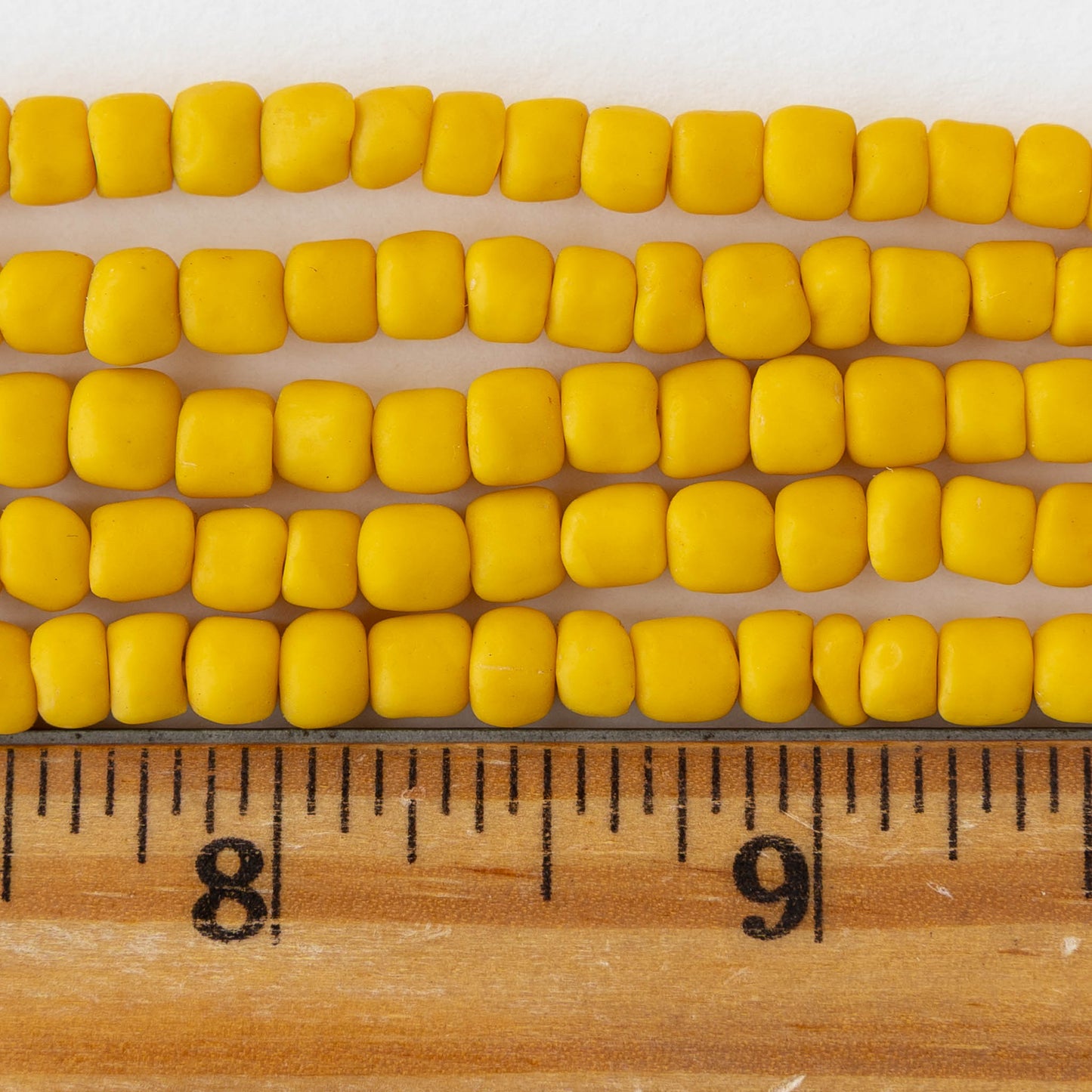Glass Java Beads - Opaque Yellow - Whole or Half Strand