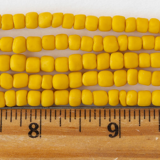 Glass Java Beads - Opaque Yellow - Whole or Half Strand