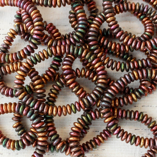 6mm Rondelle Beads - Bronze Iris Matte - 50 Beads