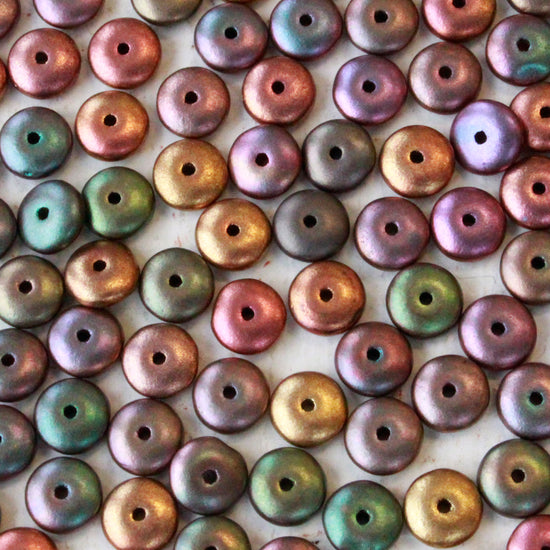 6mm Rondelle Beads - Bronze Iris Matte - 50 Beads