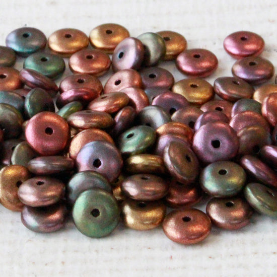 6mm Rondelle Beads - Bronze Iris Matte - 50 Beads