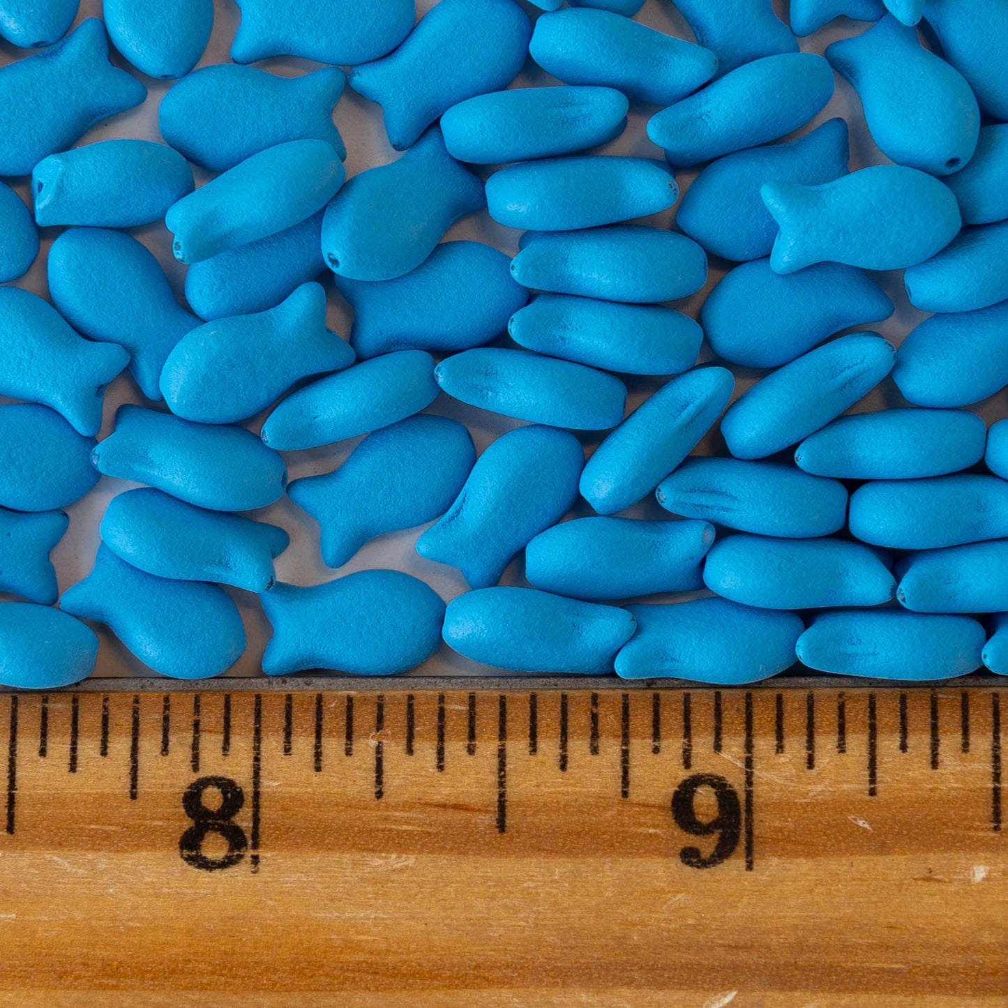 6x10mm Glass Fish Beads - Opaque Blue Matte - 30 beads