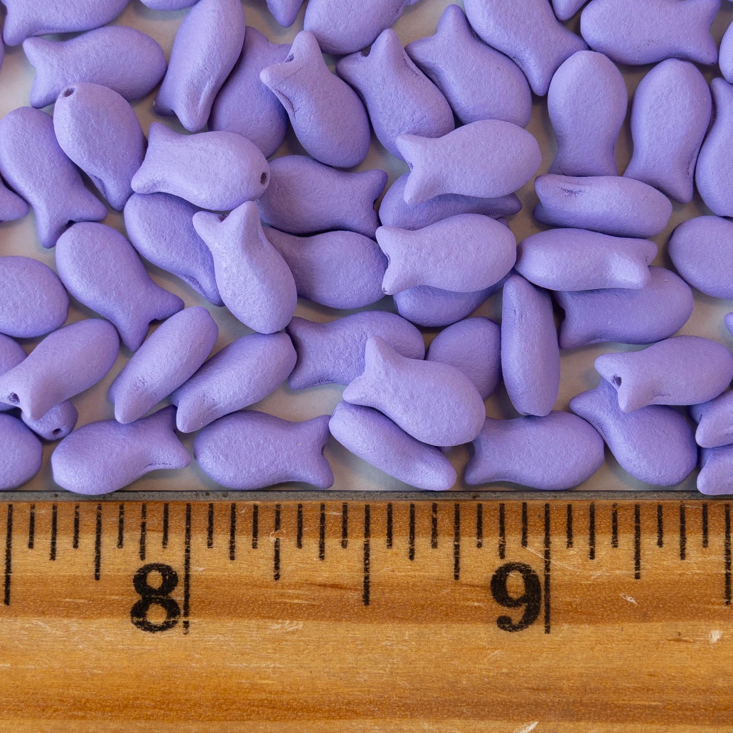 6x10mm Glass Fish Beads - Opaque Lavender Matte - 30 beads