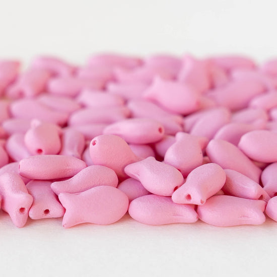 6x10mm Glass Fish Beads - Pink Matte - 30 beads