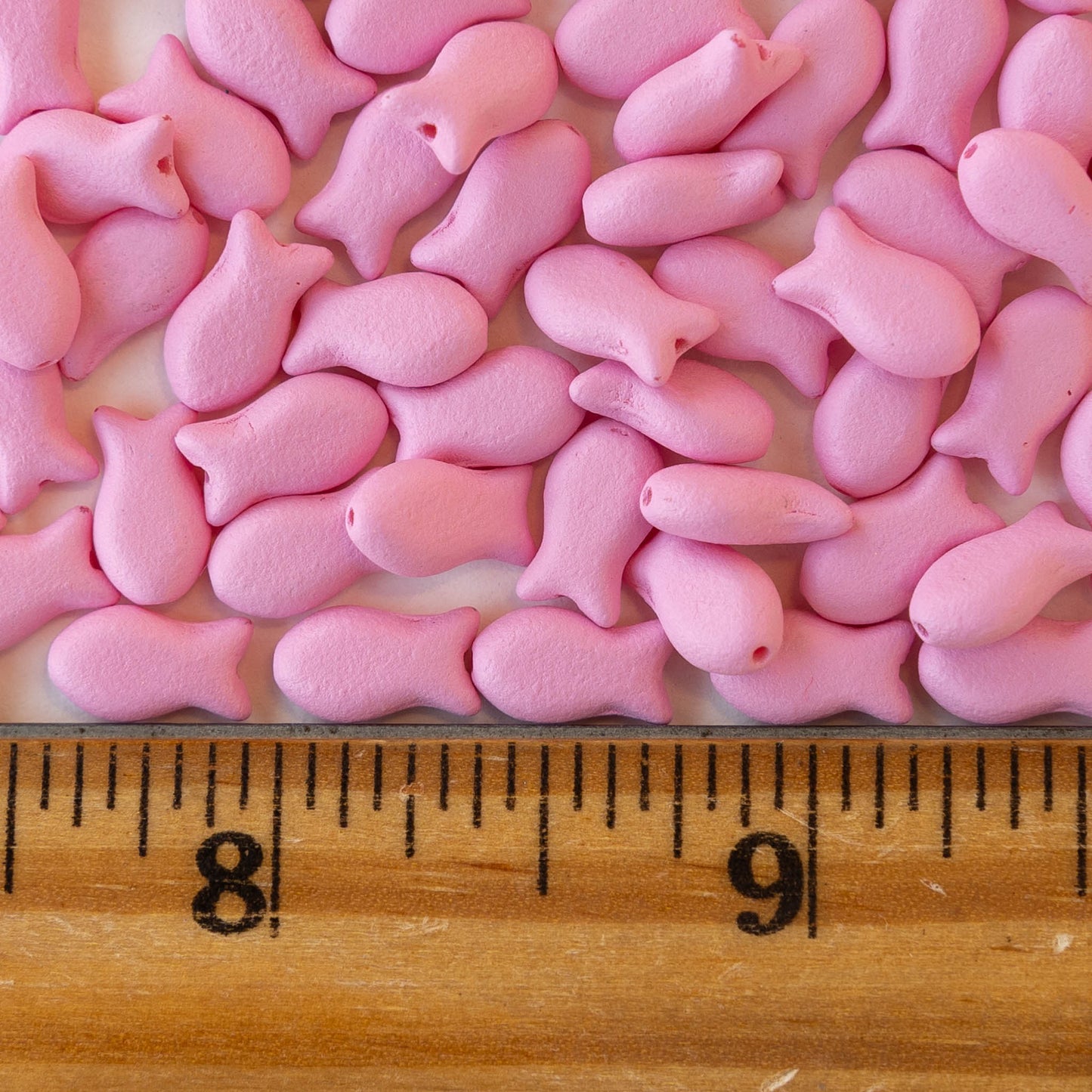 6x10mm Glass Fish Beads - Pink Matte - 30 beads