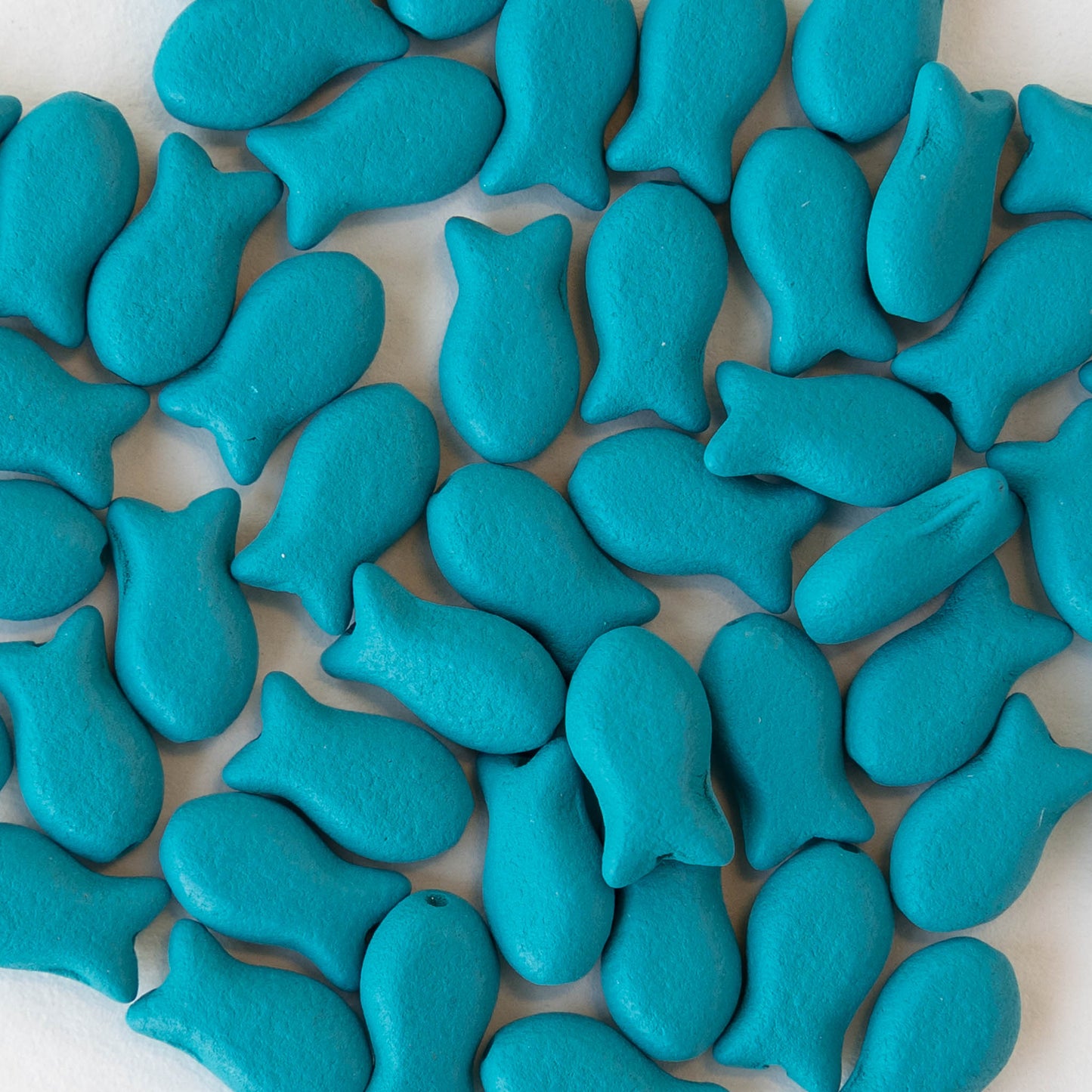 6x10mm Glass Fish Beads - Teal Matte - 30 beads