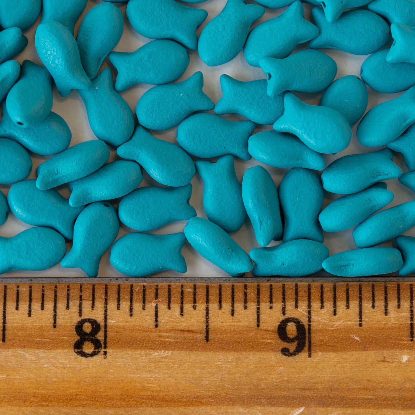 6x10mm Glass Fish Beads - Teal Matte - 30 beads