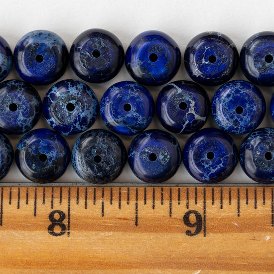 6x10mm Impression Jasper Rondelle Beads - Cobalt - 10 Beads