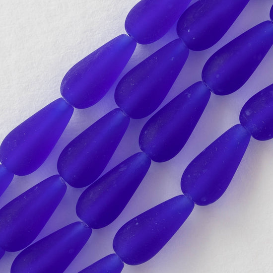 Load image into Gallery viewer, 6x13mm Long Drill Drops - Cobalt Blue  Matte - 20 Beads
