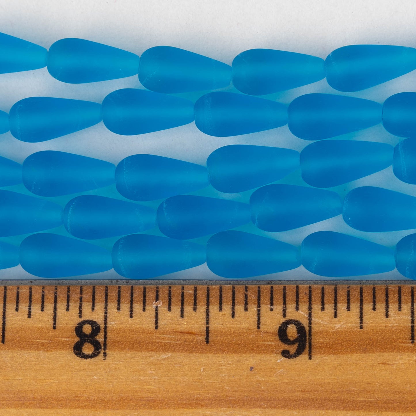 Load image into Gallery viewer, 12mm Long Drill Glass Teardrop Beads - Dark Aqua Matte - 20 Beads
