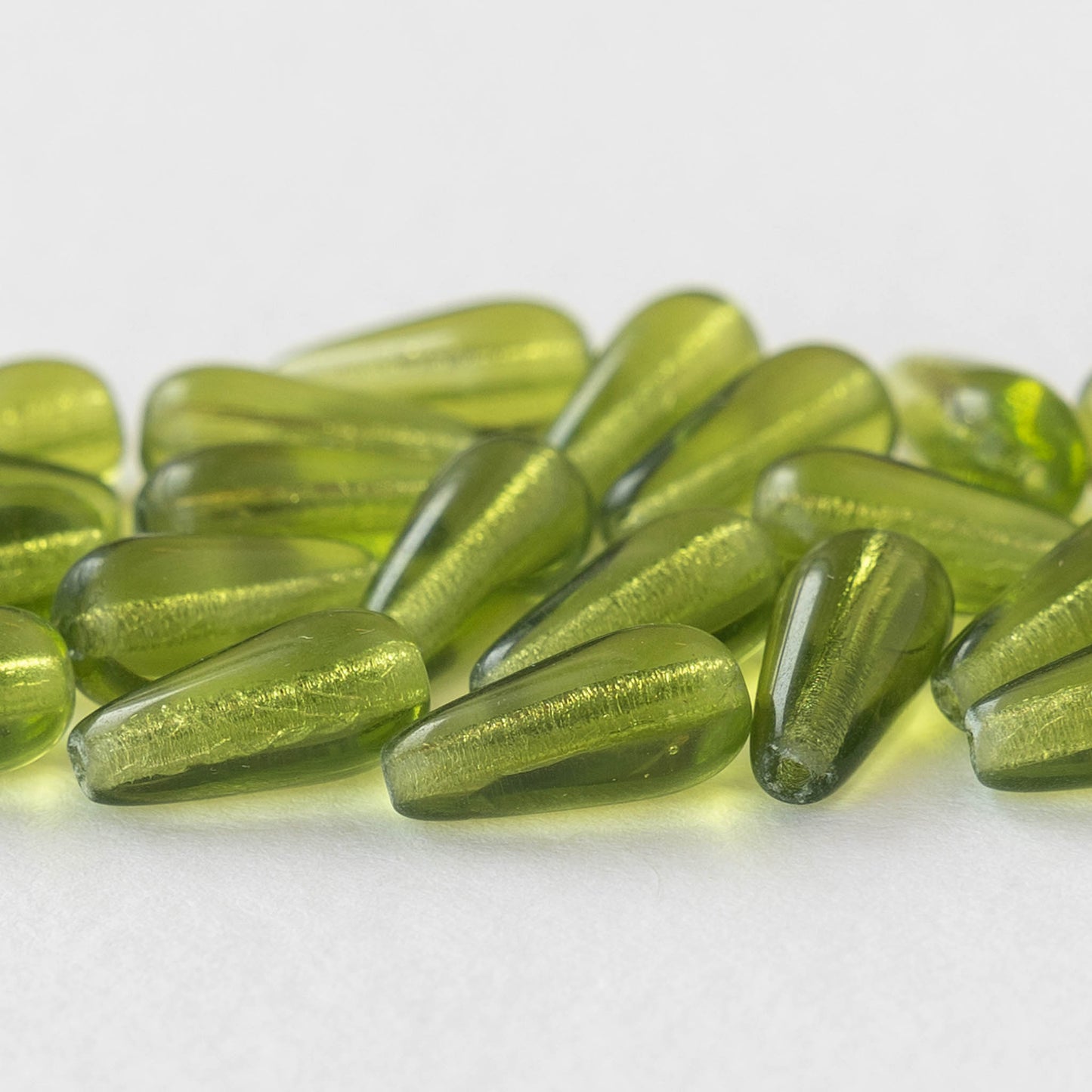 6x13mm Long Drill Drops - Olive - 20 beads