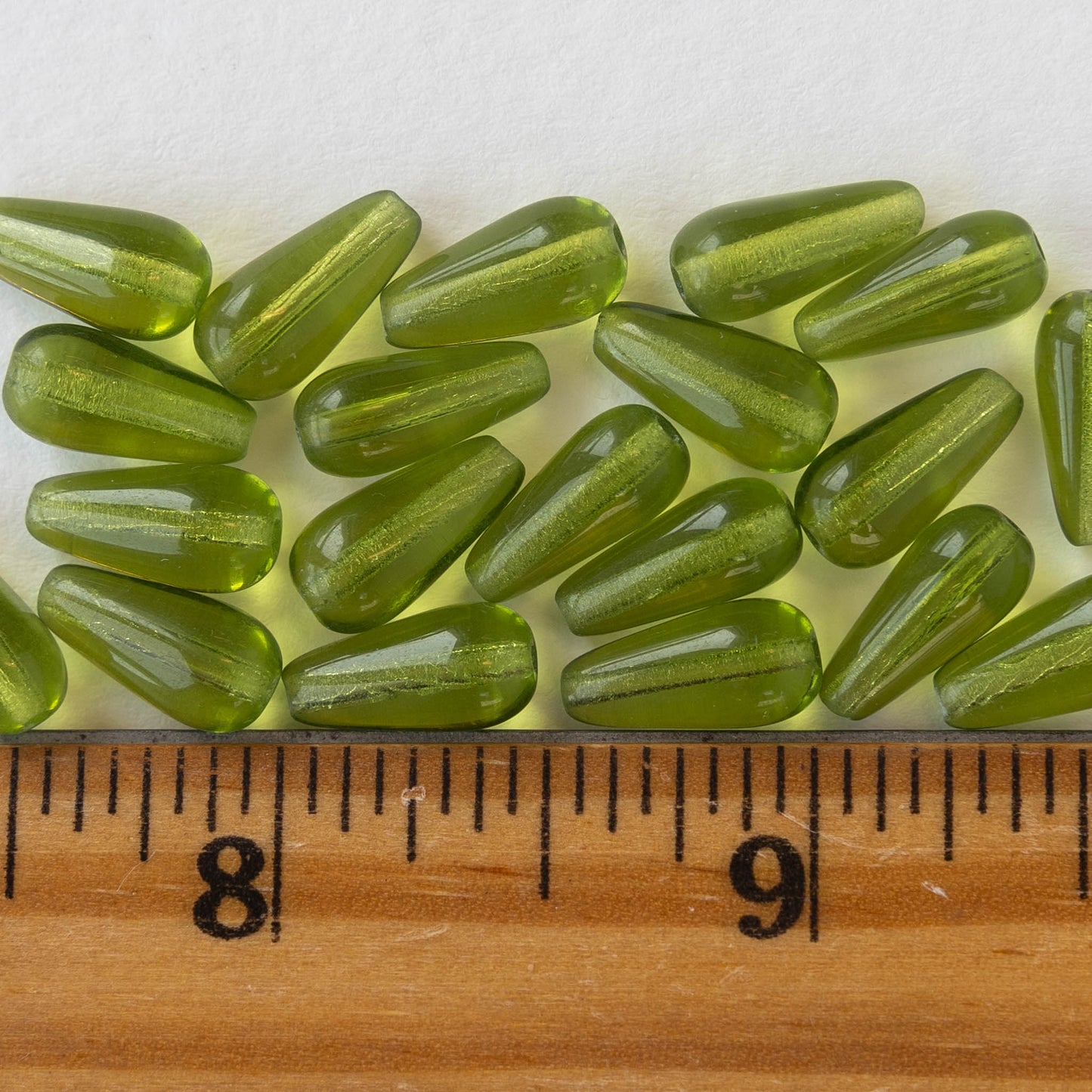 6x13mm Long Drill Drops - Olive - 20 beads