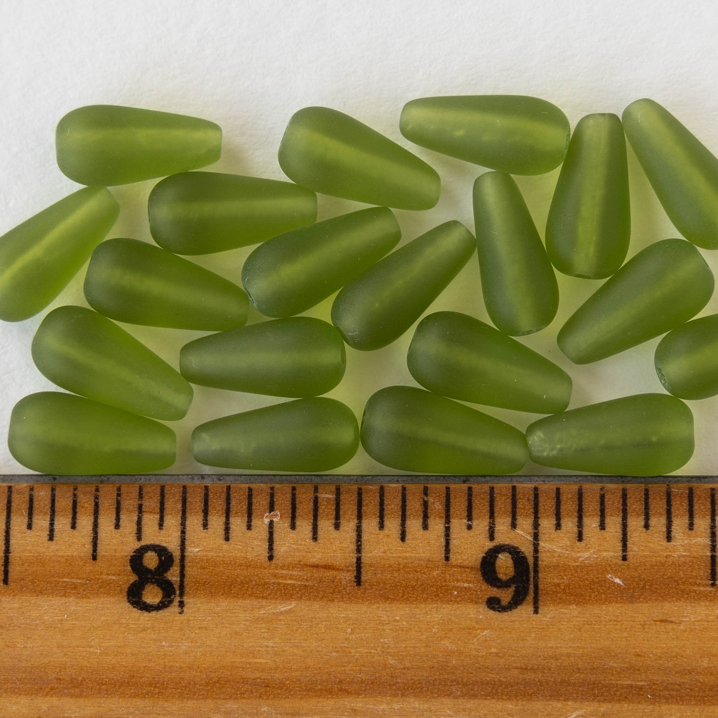 Load image into Gallery viewer, 6x13mm Long Drill Drops - Olive Matte - 20 beads
