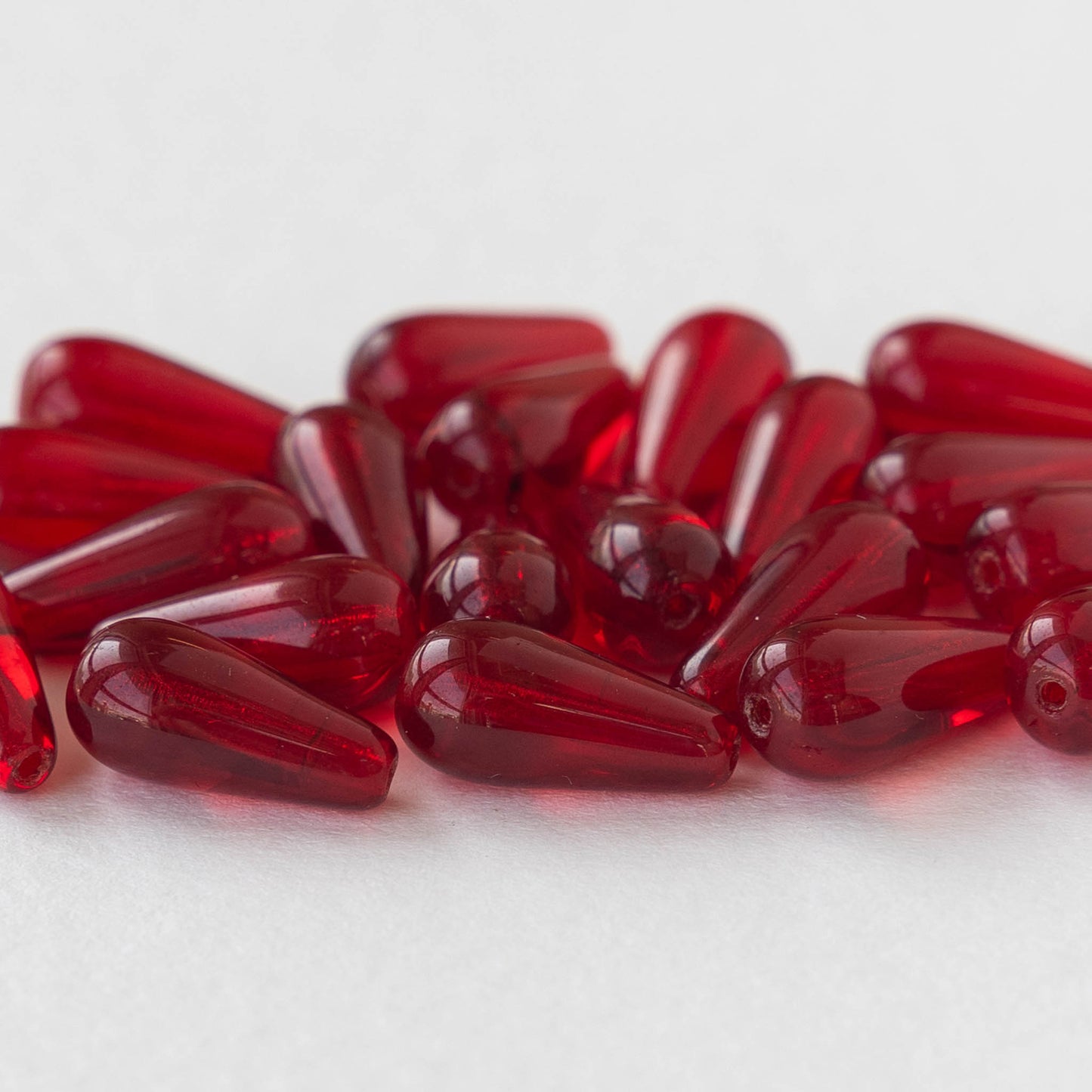 Load image into Gallery viewer, 6x12mm Long Drilled Drops - Ruby Red - 20 Beads
