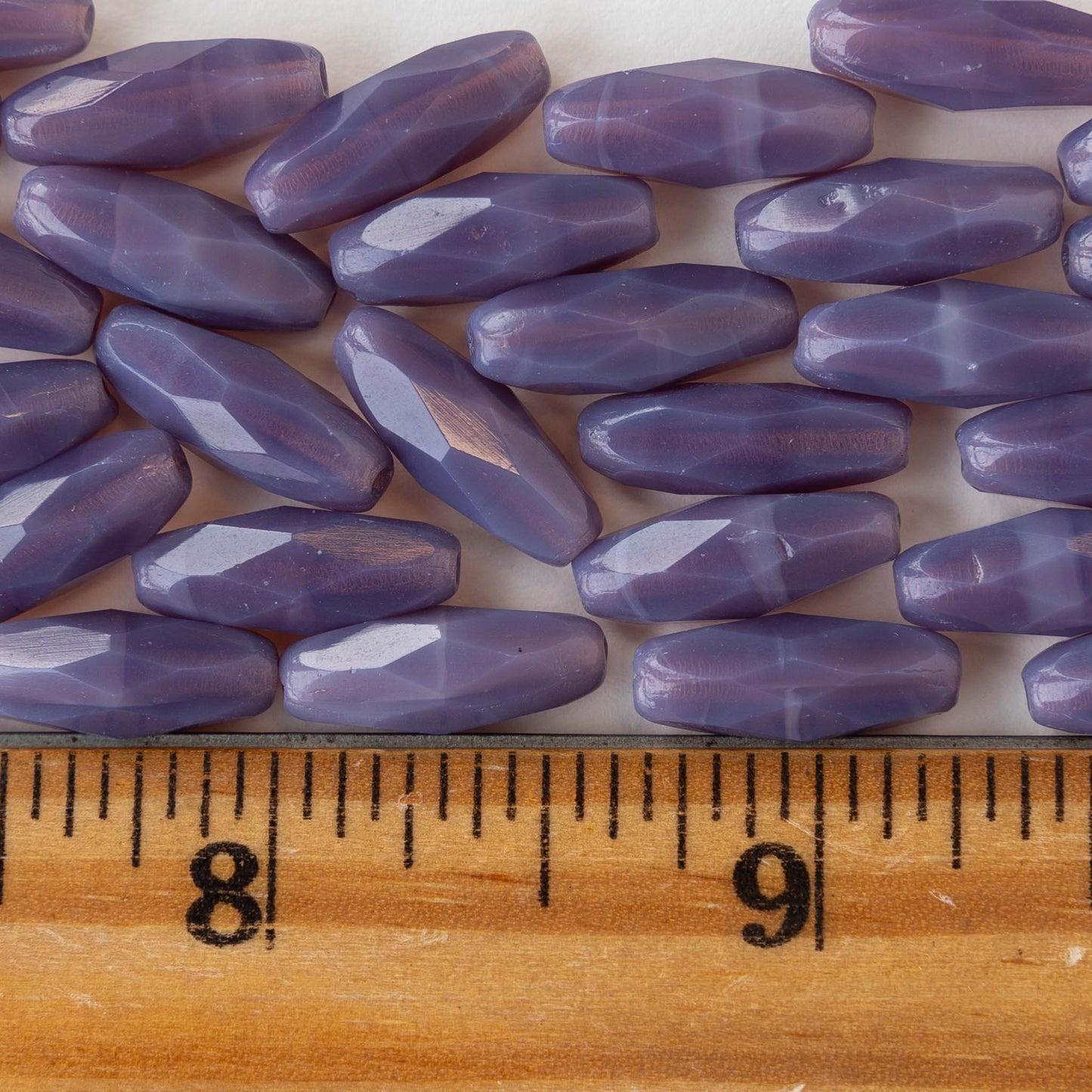 6x15mm Faceted Tube Bead - Opaline Lavender - 10 Beads