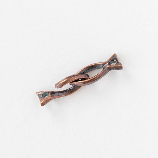 6x26mm Mykonos Fish Hook and Eye Clasp - Antique Copper Patina - 1, 4, or 8 clasps