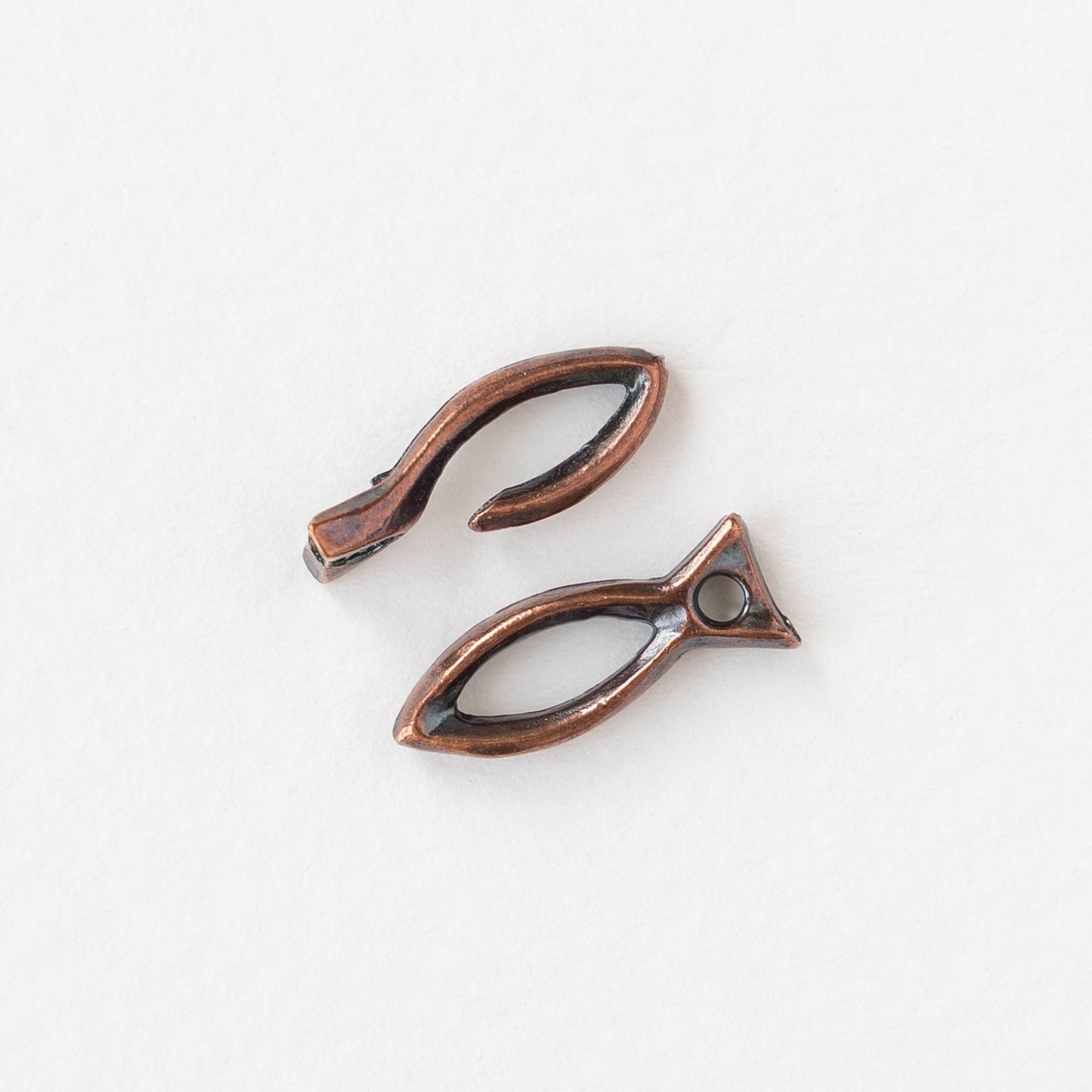 copper plated fish hooks 6x26mm Mykonos Fish Hook and Eye Clasp - Antique Copper Plated