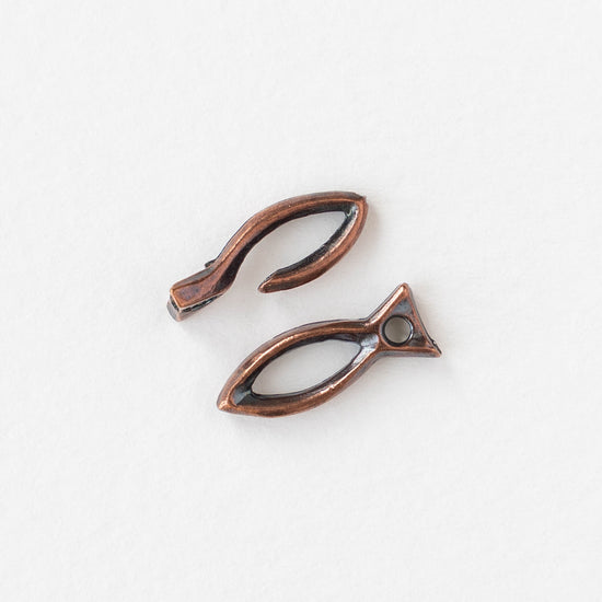 6x26mm Mykonos Fish Hook and Eye Clasp - Antique Copper Patina - 1, 4, or 8 clasps
