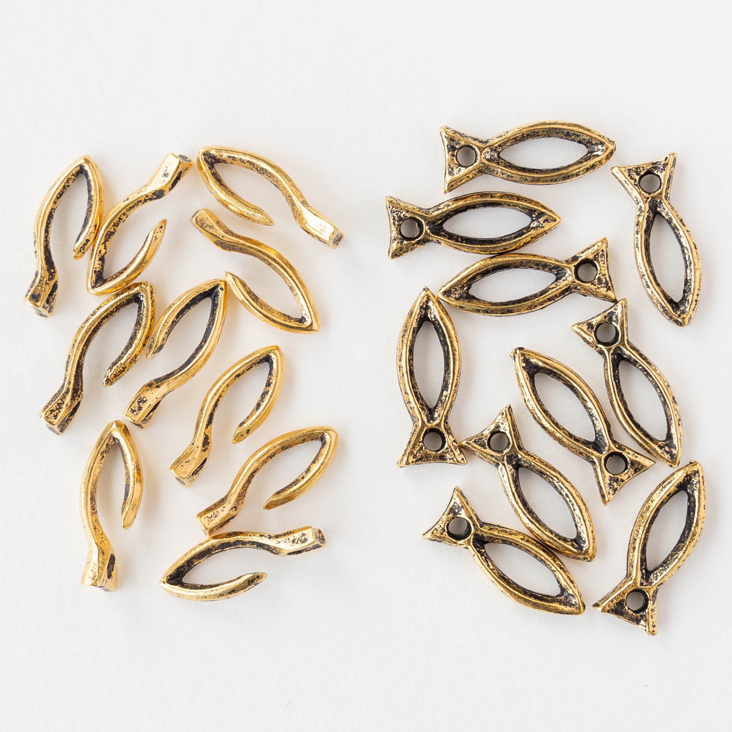 6x26mm Mykonos Fish Hook and Eye Clasp - Antique Gold - 1, 4, or 8 clasps