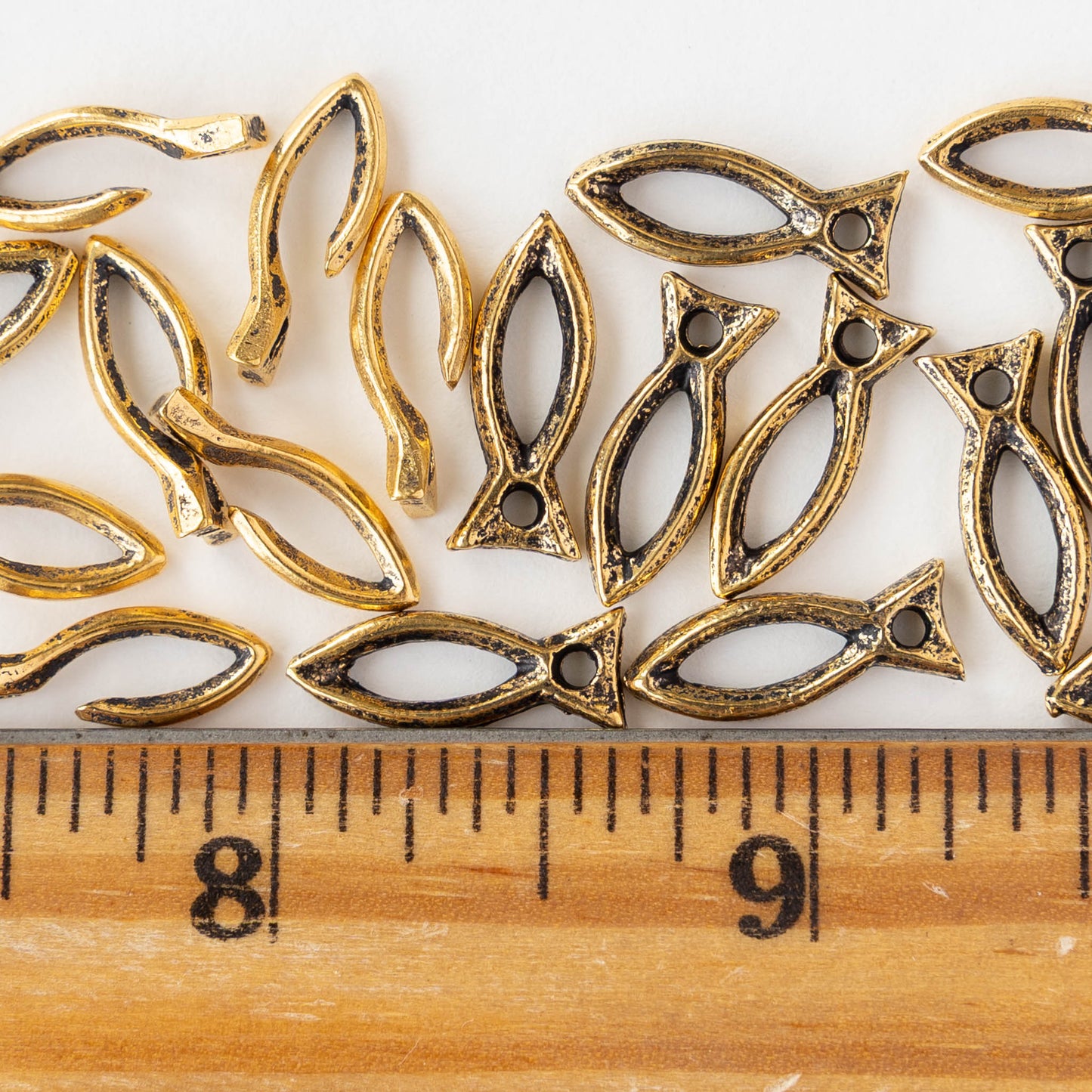 6x26mm Mykonos Fish Hook and Eye Clasp - Antique Gold - 1, 4, or 8 clasps